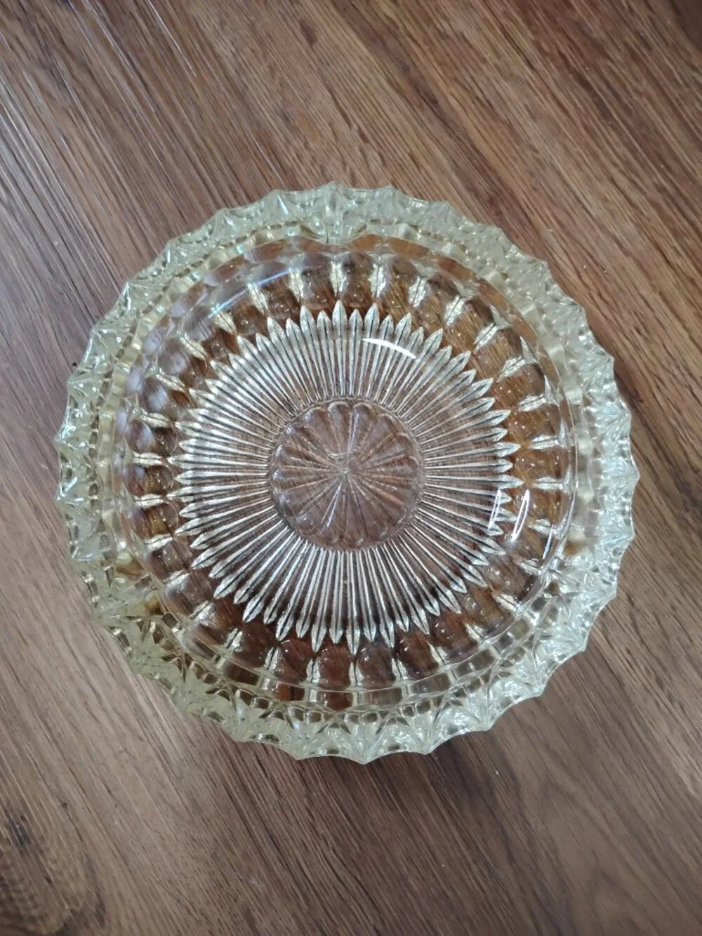 Vintage Lead Crystal Cut Clear Thick Glass Ashtray Trinket Ornate 7